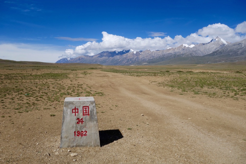 China-Nepal border pillar in Upper Mustang. © 2015 Galen Murton